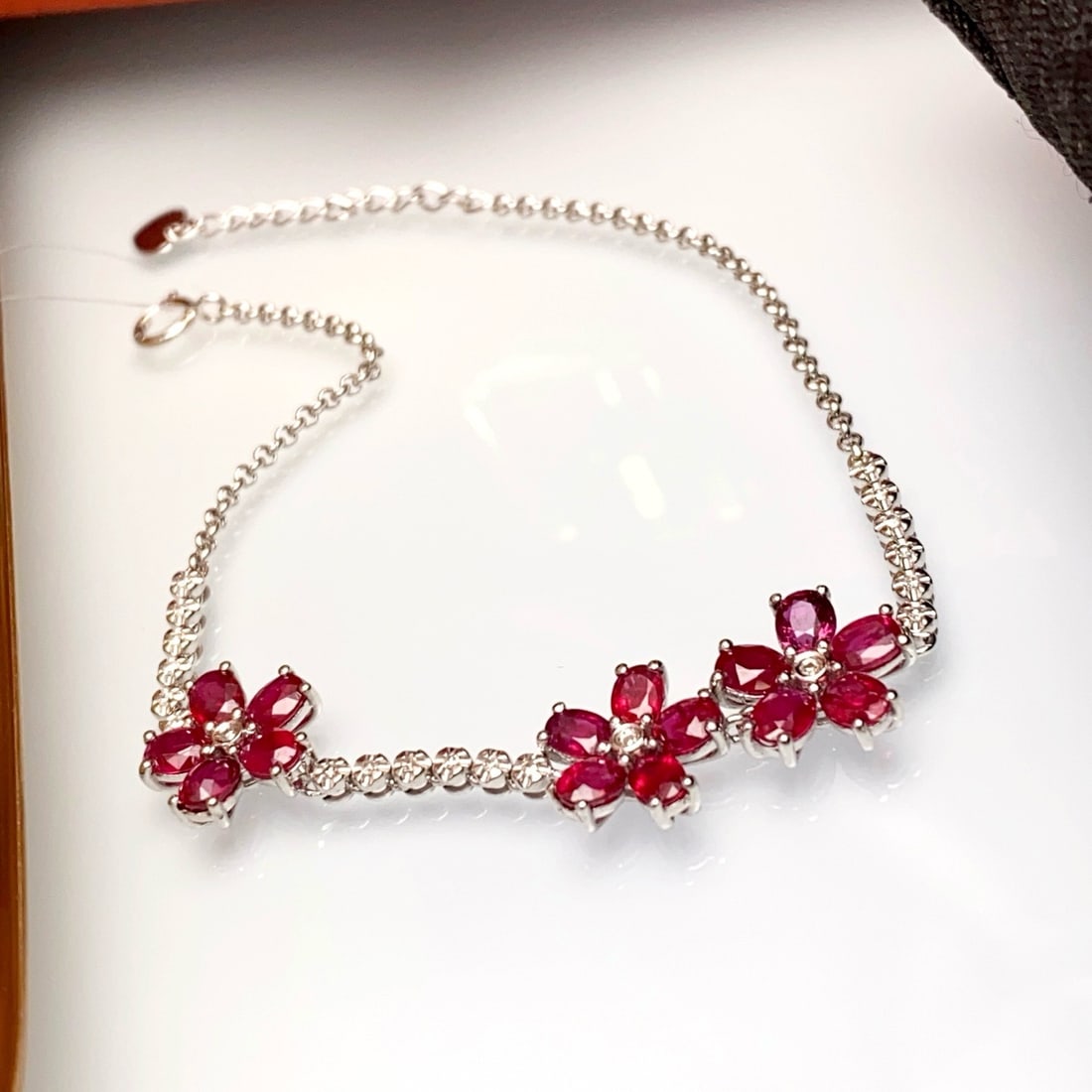 14k Gold 5.80 Ct Natural Ruby & Diamond Bracelet - 5