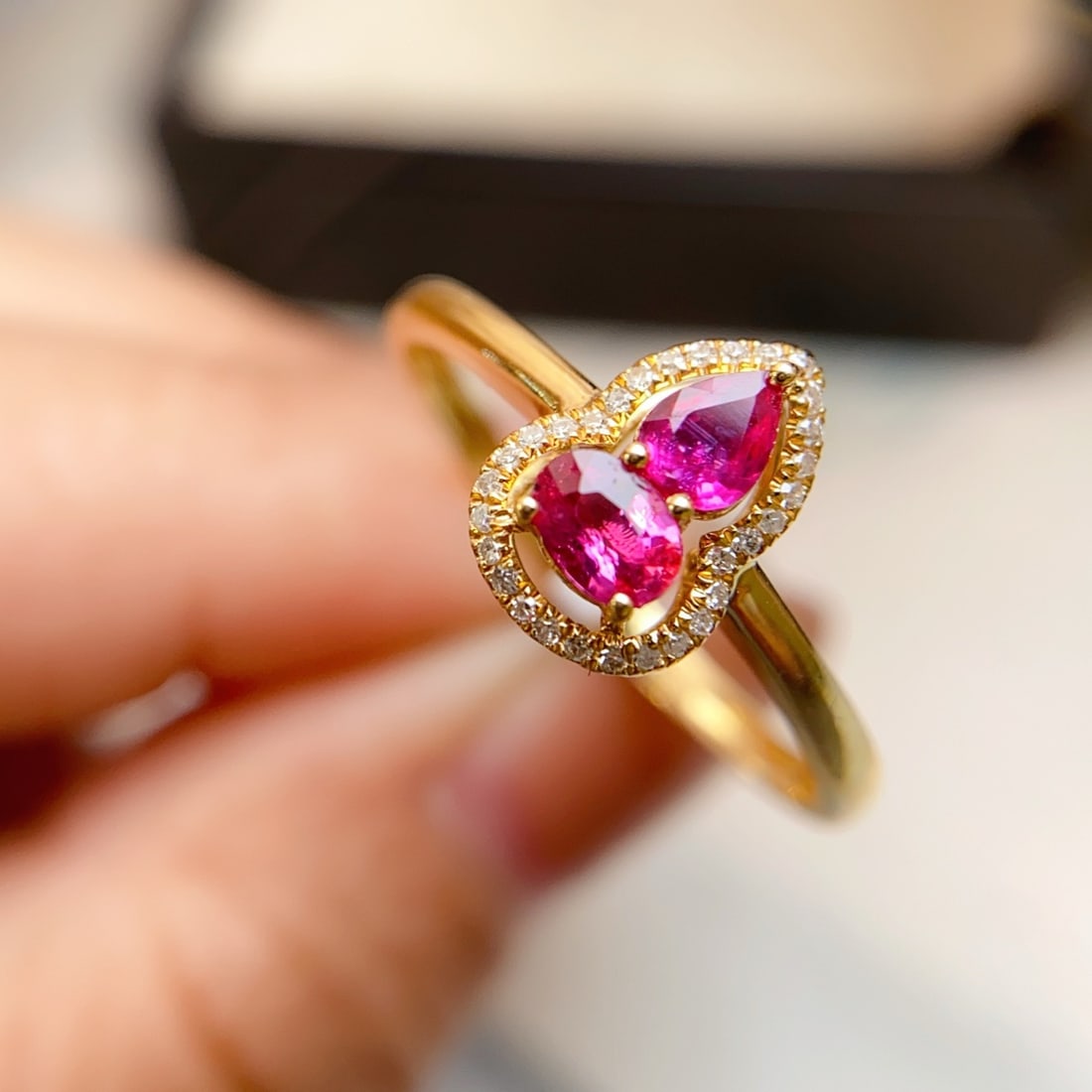 14k Gold 0.75 Ct Natural Ruby & Diamond Ring - 2