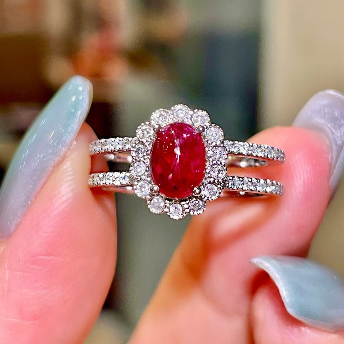 14k Gold 1.46 Ctw Natural Ruby & Diamond Ring: Ref:231178142 // gold content:14k gold // ring size:7. 25us // // main gemstone:ruby // shape:oval // carat weight:1. 13ct // color:red // treatment:natural // // adjacent gemstone 2 : diamond //