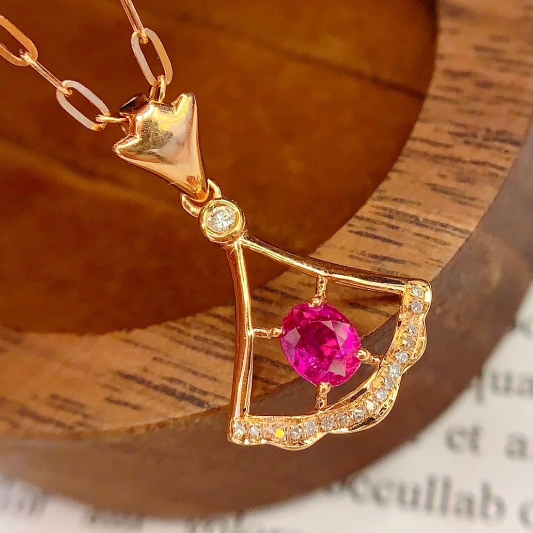 14k Gold 0.5 Ct Natural Ruby & Diamond Pendant( Without Chain ) - 5
