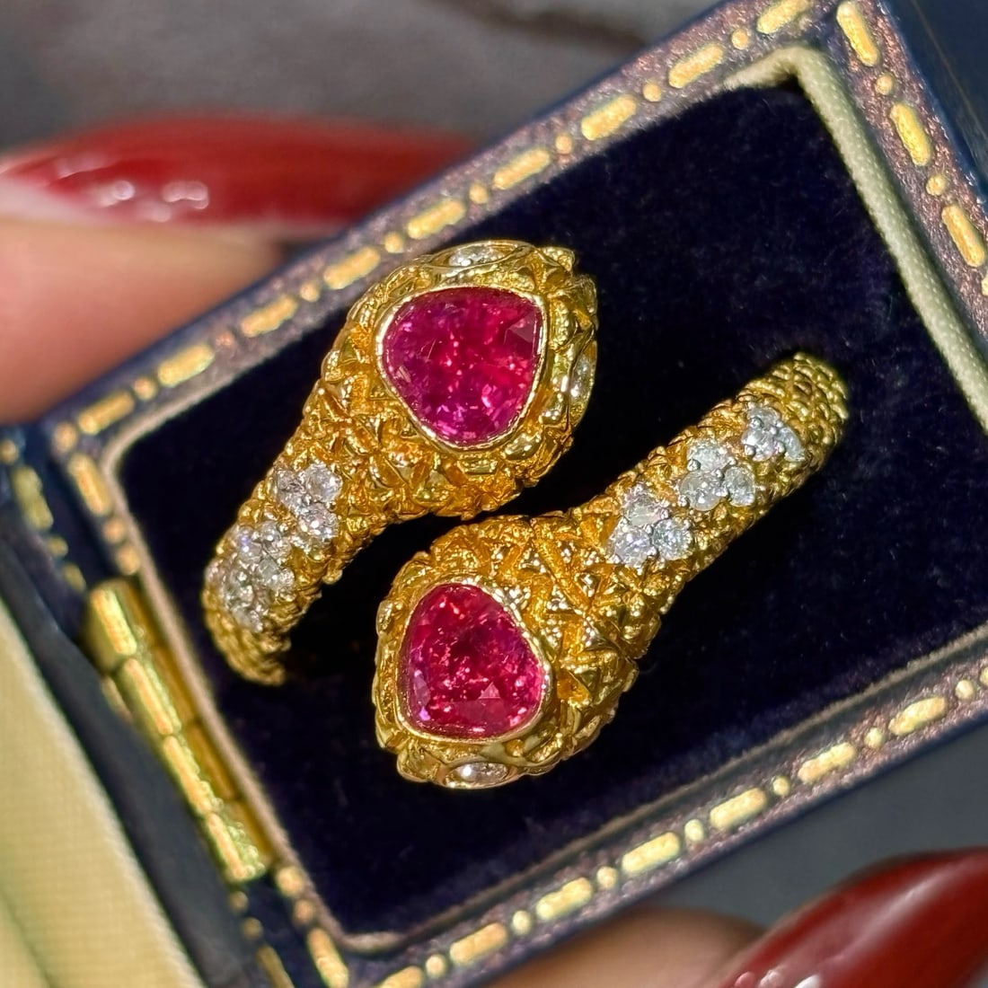 14k Gold 0.8 Ct Natural Ruby & Diamond Ring - 6