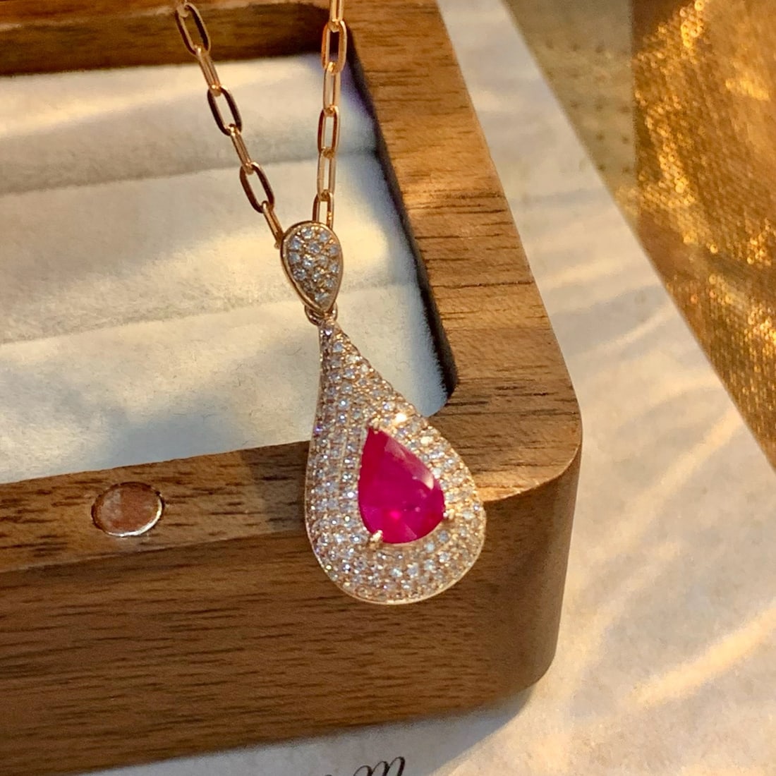 14k Gold 1 Ct Natural Ruby & Diamond Pendant( Without Chain ): Ref:231178160 // gold content:14k gold // main gemstone:ruby // shape:pear // carat weight:1ct // color:red // treatment:natural // // adjacent gemstone 2 : diamond // number of stones:150 //