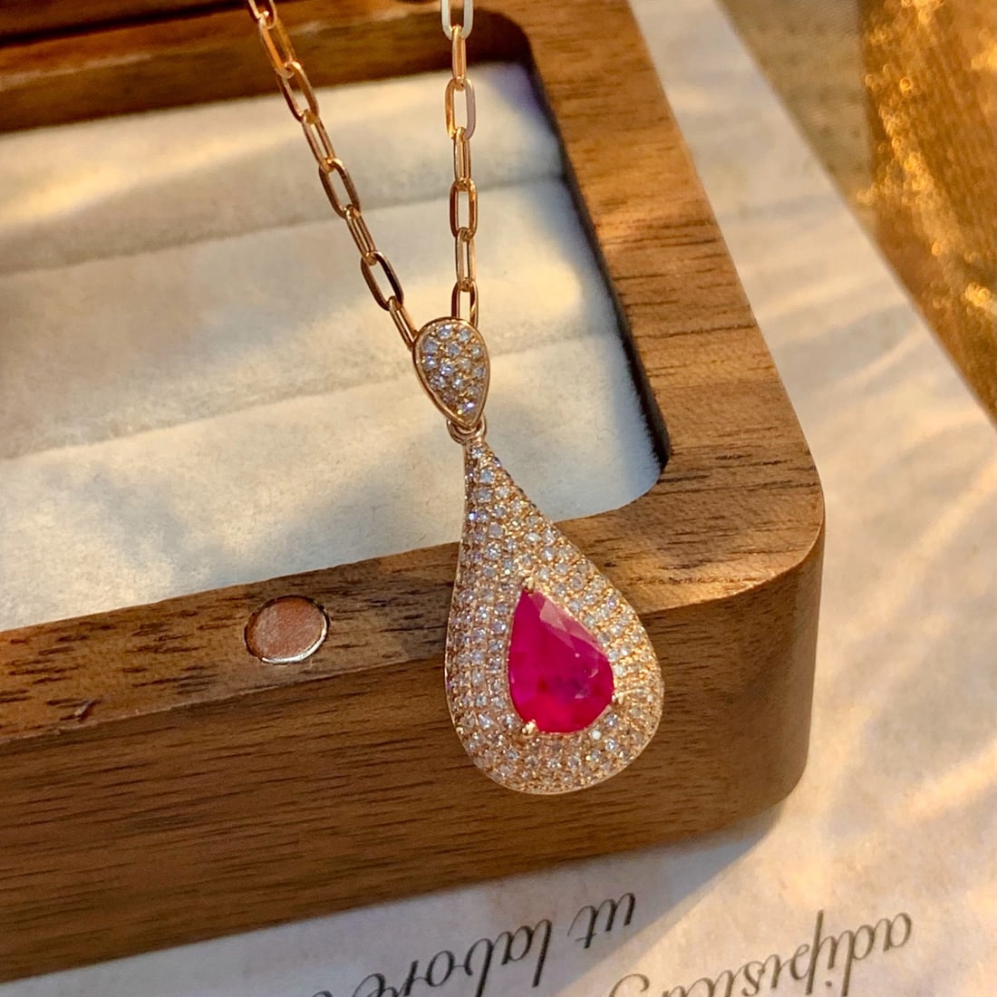 14k Gold 1 Ct Natural Ruby & Diamond Pendant( Without Chain ) - 2