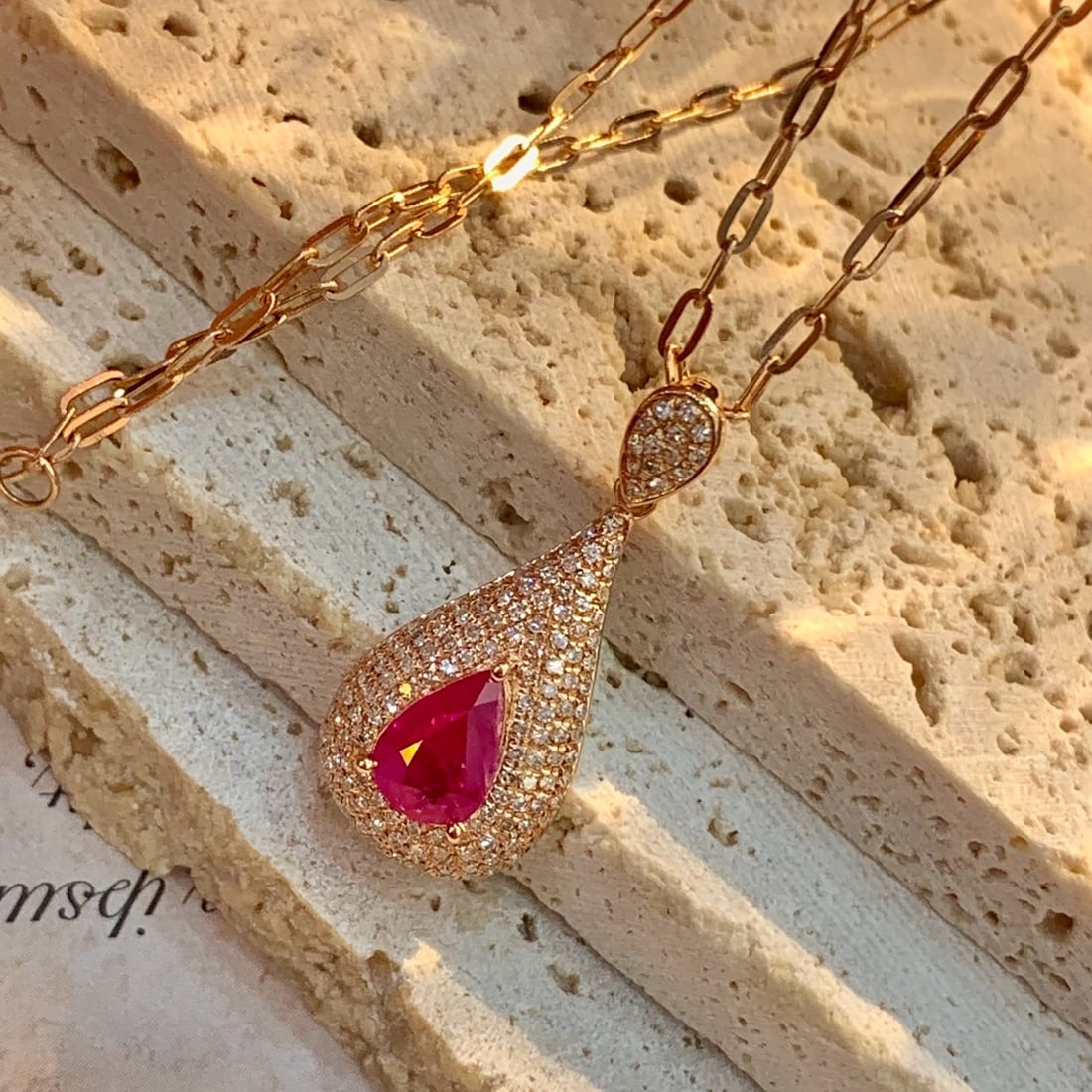 14k Gold 1 Ct Natural Ruby & Diamond Pendant( Without Chain ) - 3