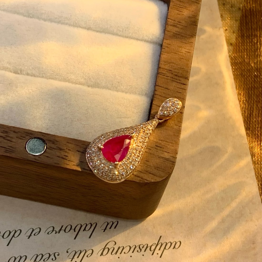 14k Gold 1 Ct Natural Ruby & Diamond Pendant( Without Chain ) - 5