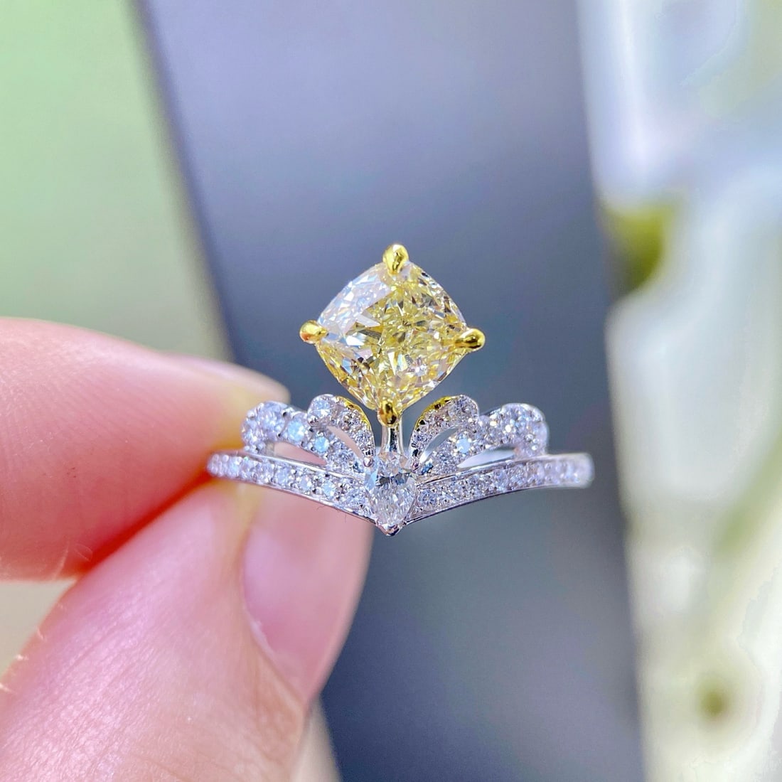 14k Gold 2.08 Ctw Natural Yellow Diamond & Diamond Ring - 3