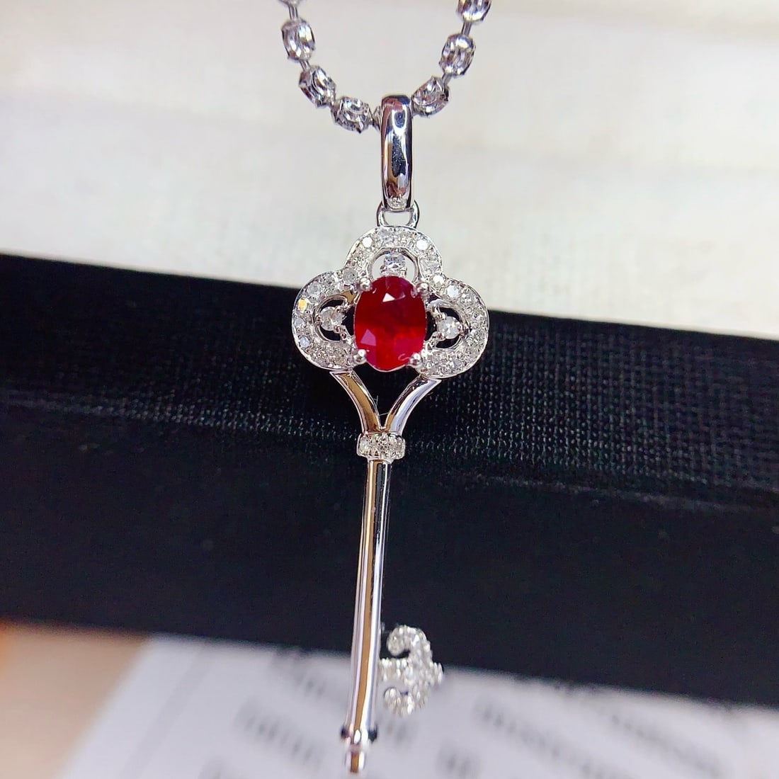 14k Gold 0.4 Ct Natural Ruby & Diamond Pendant( Without Chain ) - 2