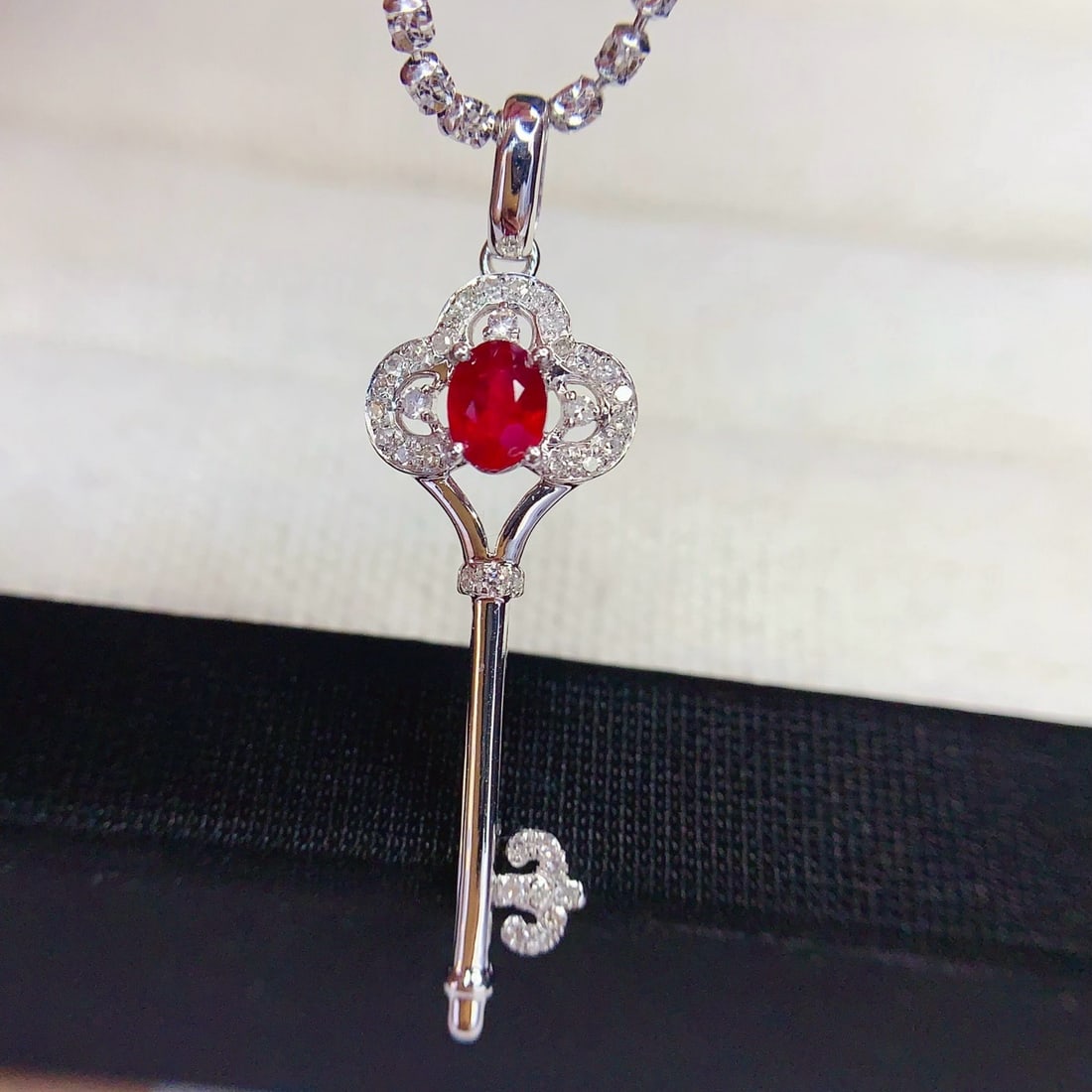 14k Gold 0.4 Ct Natural Ruby & Diamond Pendant( Without Chain ) - 3