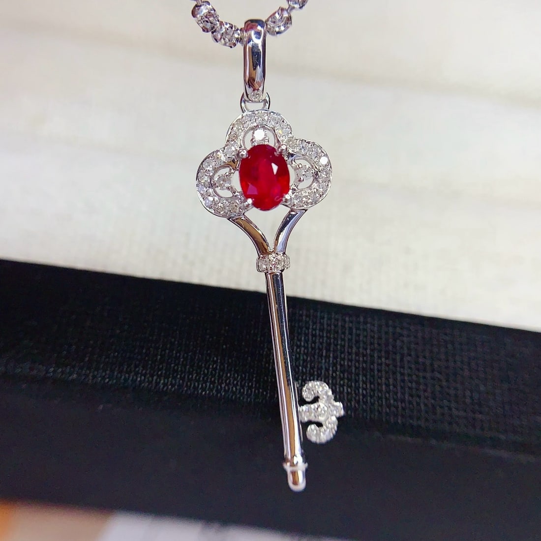 14k Gold 0.4 Ct Natural Ruby & Diamond Pendant( Without Chain ) - 4