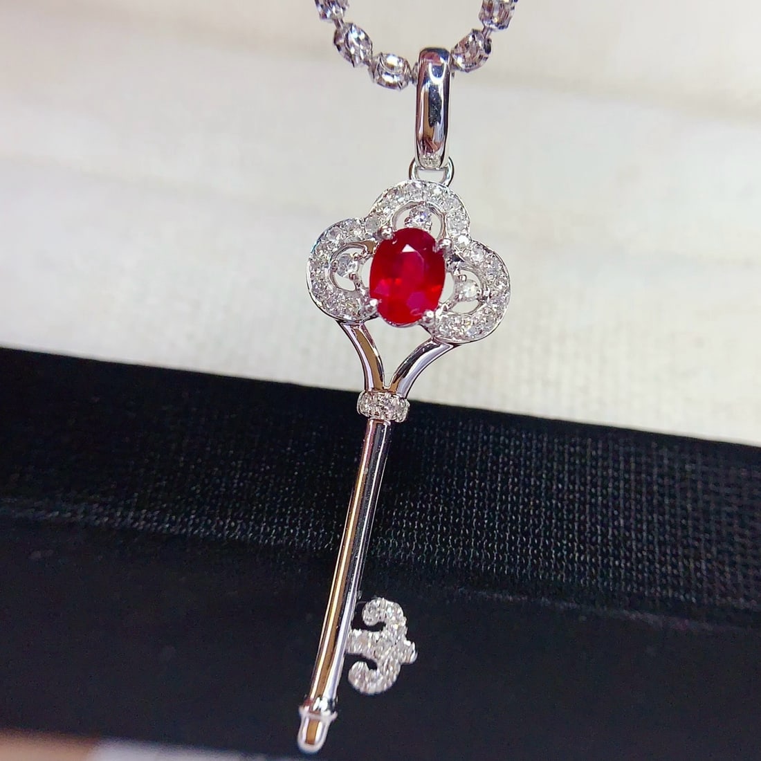 14k Gold 0.4 Ct Natural Ruby & Diamond Pendant( Without Chain ) - 5