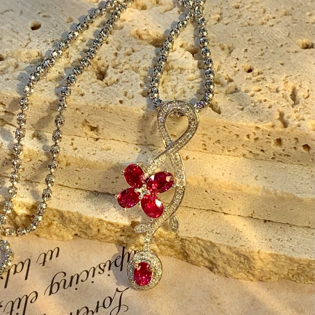 14k Gold 1.5 Ct Natural Ruby & Diamond Pendant( Without Chain ) - 2