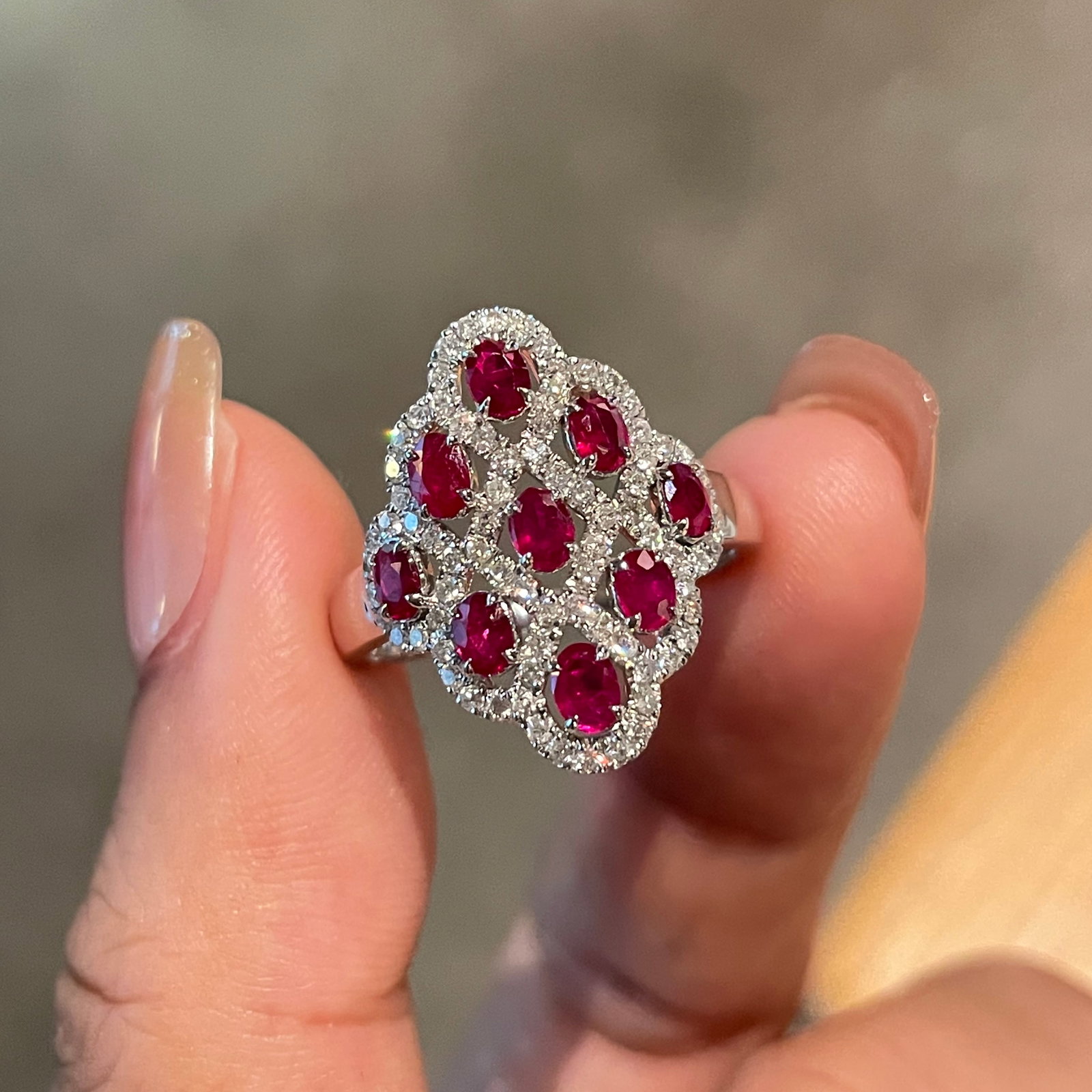 14k Gold 1 Ct Natural Ruby & Diamond Ring: Ref:231178186 // gold content:14k gold // ring size:7. 25us // // main gemstone:ruby // shape:oval // carat weight:1ct // color:red // treatment:natural // // adjacent gemstone 2 : diamond //