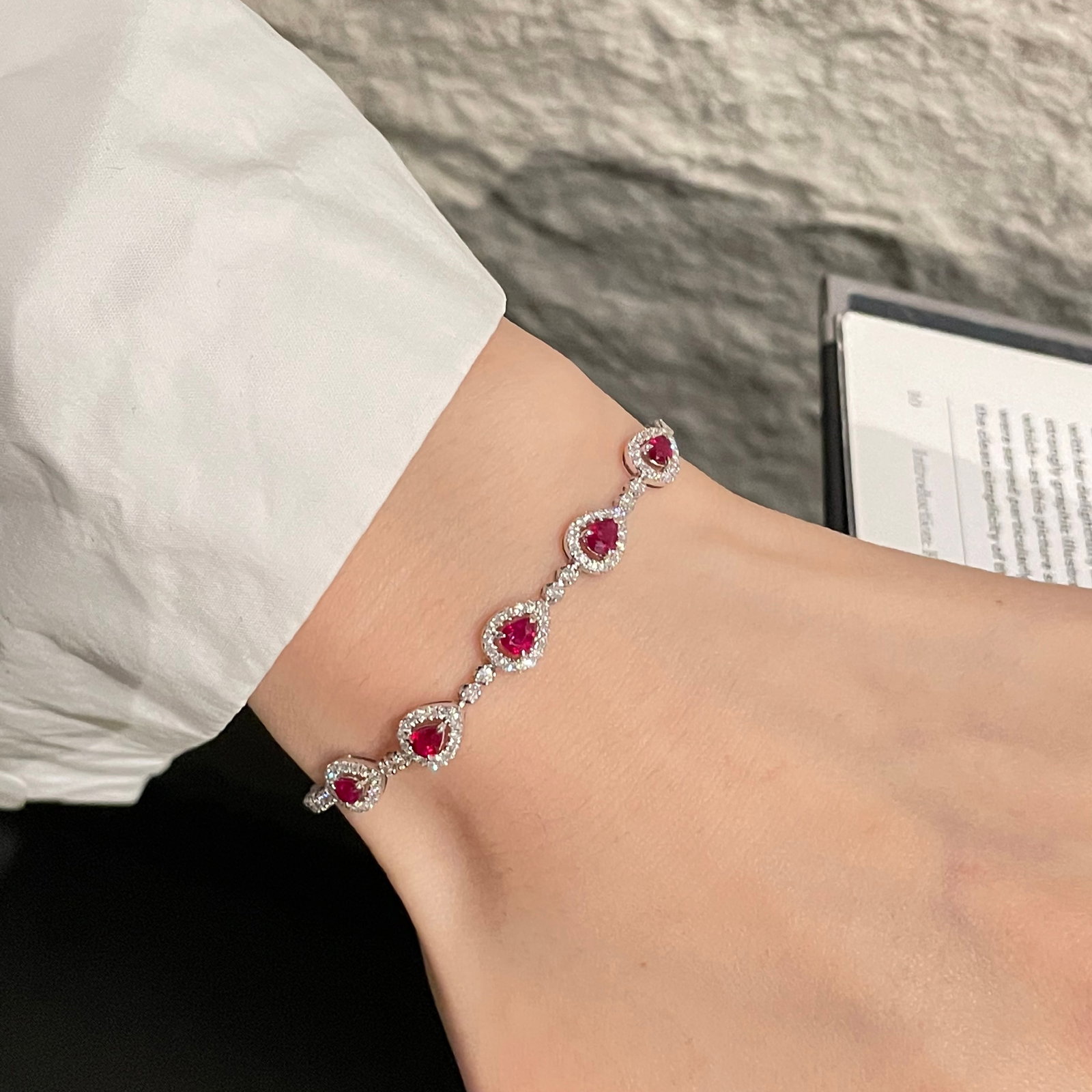 14k Gold 2.00 Ctw Vivid Red Natural Ruby & Diamond Bracelet - 3