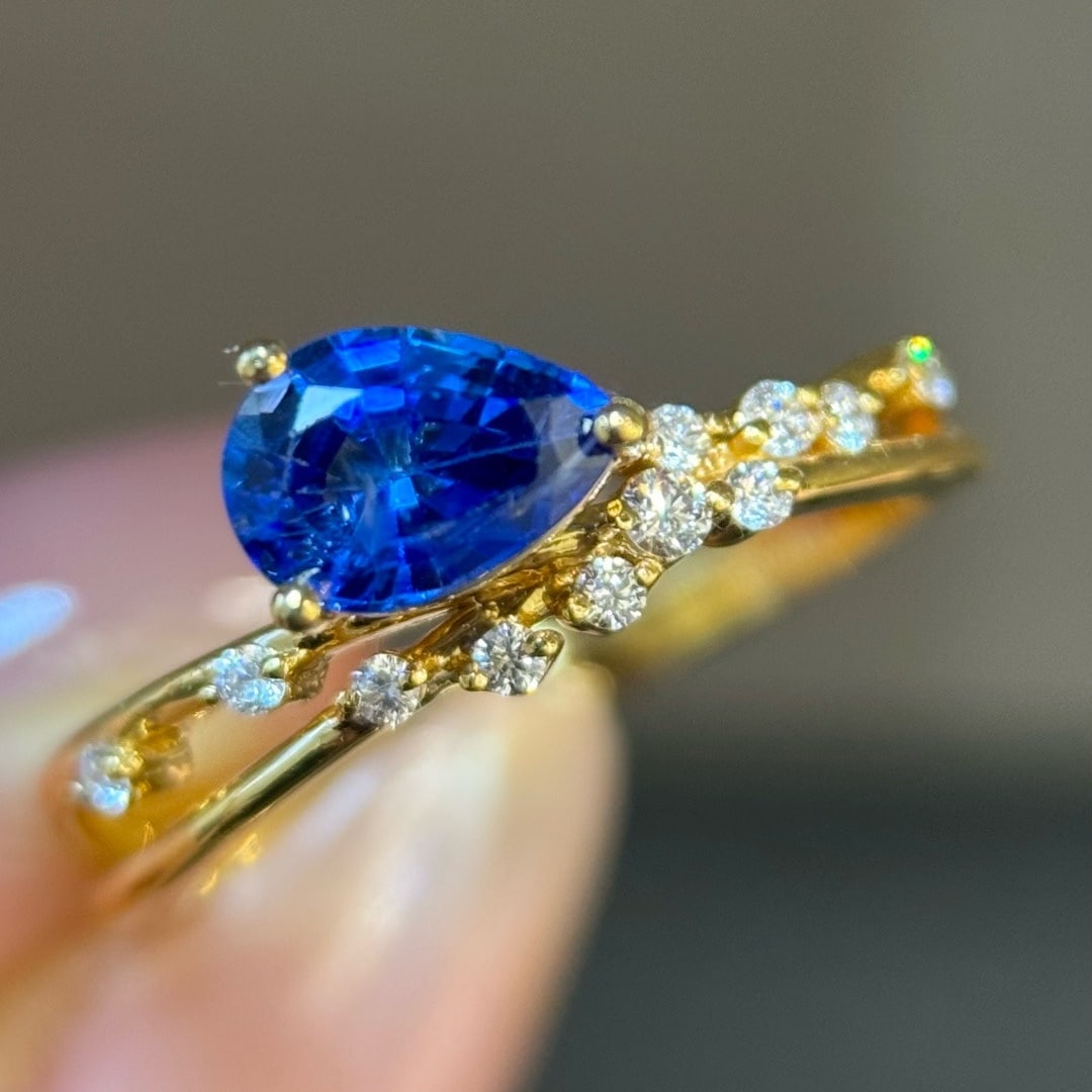 14k Gold 1.04 Ctw Natural Sapphire & Diamond Ring - 2