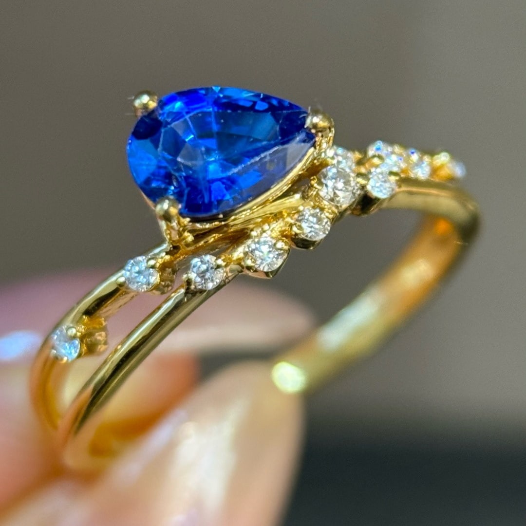 14k Gold 1.04 Ctw Natural Sapphire & Diamond Ring - 3