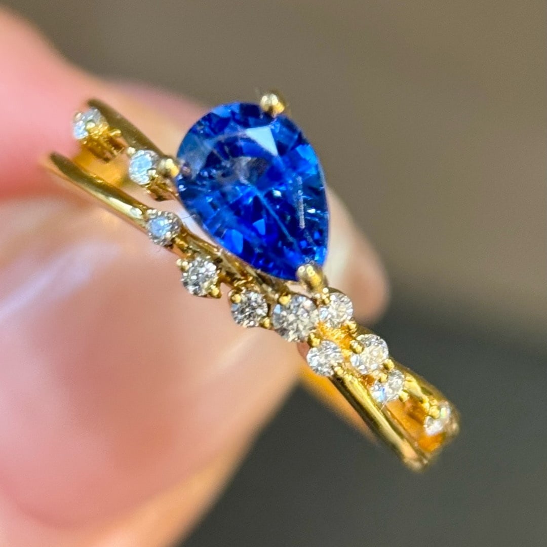 14k Gold 1.04 Ctw Natural Sapphire & Diamond Ring - 4