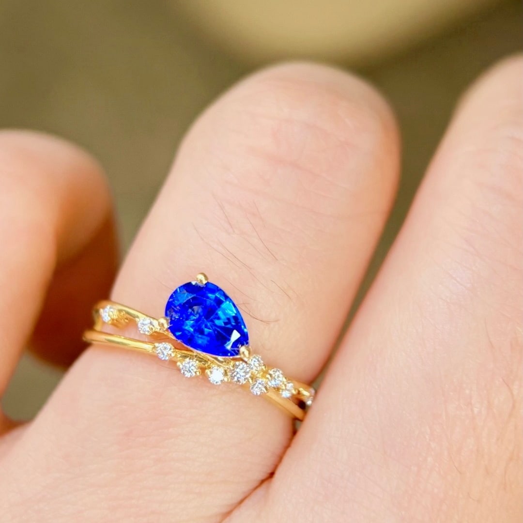 14k Gold 1.04 Ctw Natural Sapphire & Diamond Ring - 6