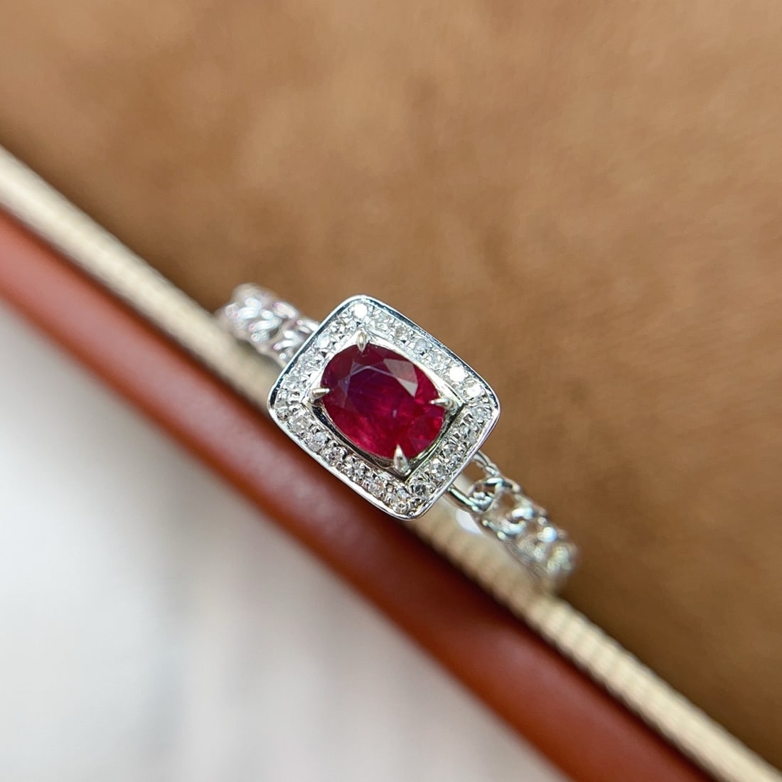14k Gold 0.45 Ct Natural Ruby & Diamond Ring - 4