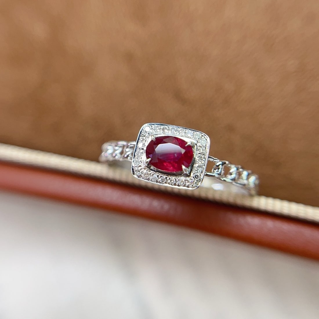 14k Gold 0.45 Ct Natural Ruby & Diamond Ring - 5