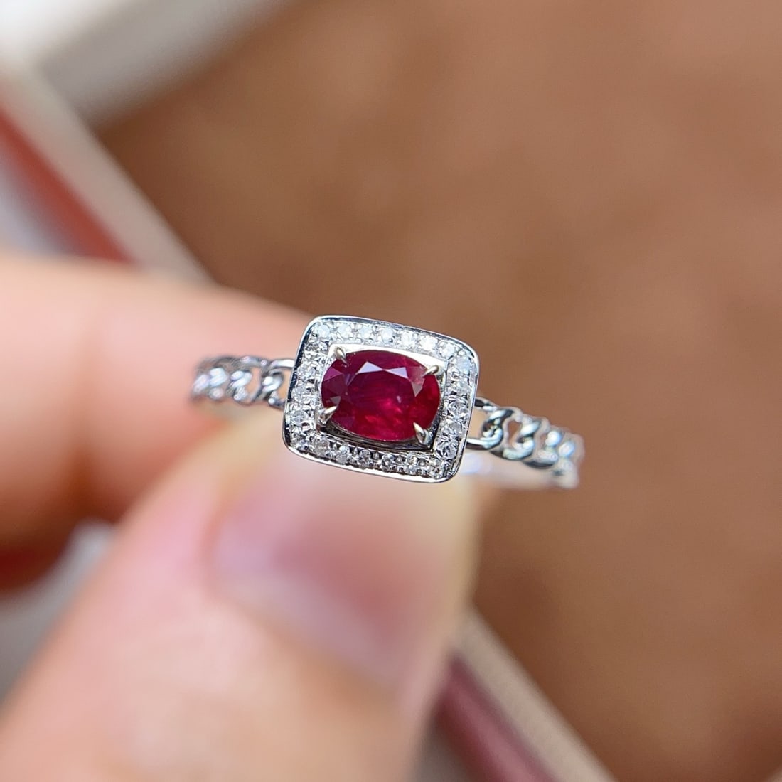 14k Gold 0.45 Ct Natural Ruby & Diamond Ring - 6