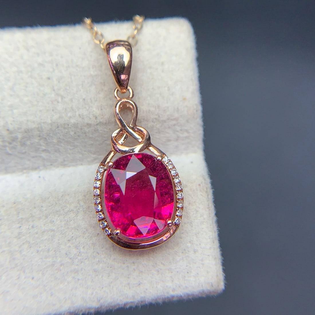 14k Gold 2.4 Ct Natural Tourmaline & Diamond Pendant( Without Chain ) - 3