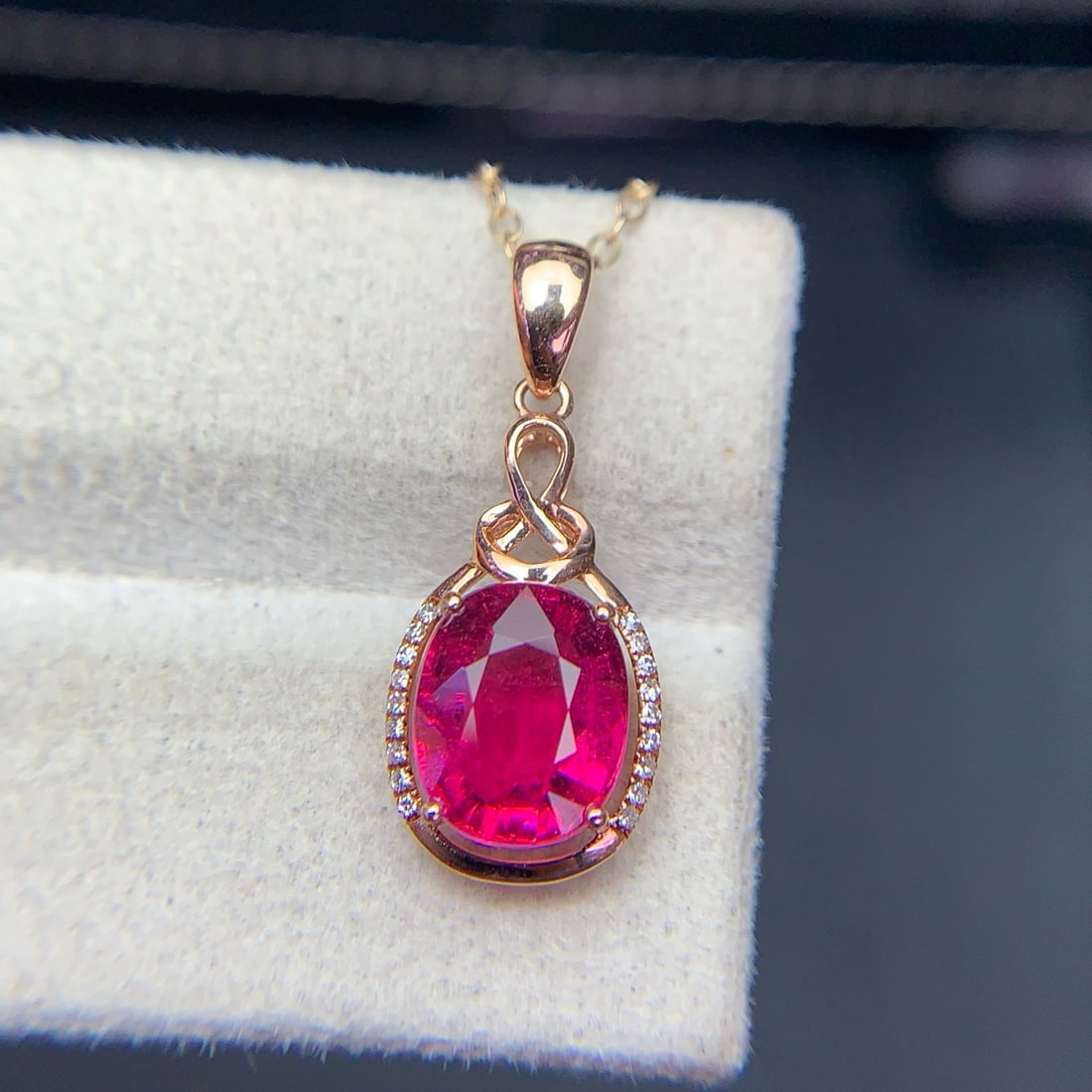 14k Gold 2.4 Ct Natural Tourmaline & Diamond Pendant( Without Chain ) - 4