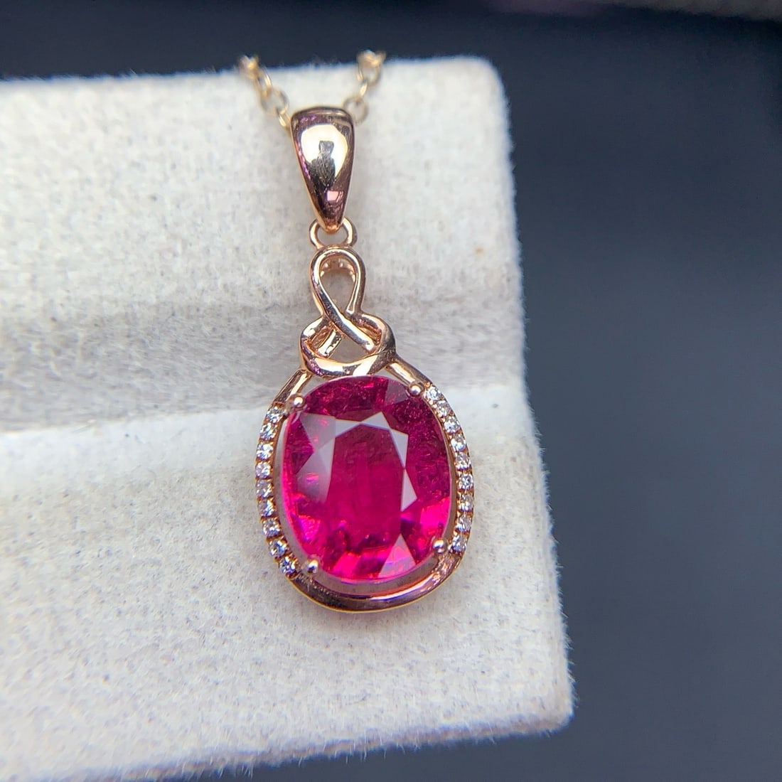 14k Gold 2.4 Ct Natural Tourmaline & Diamond Pendant( Without Chain ) - 5