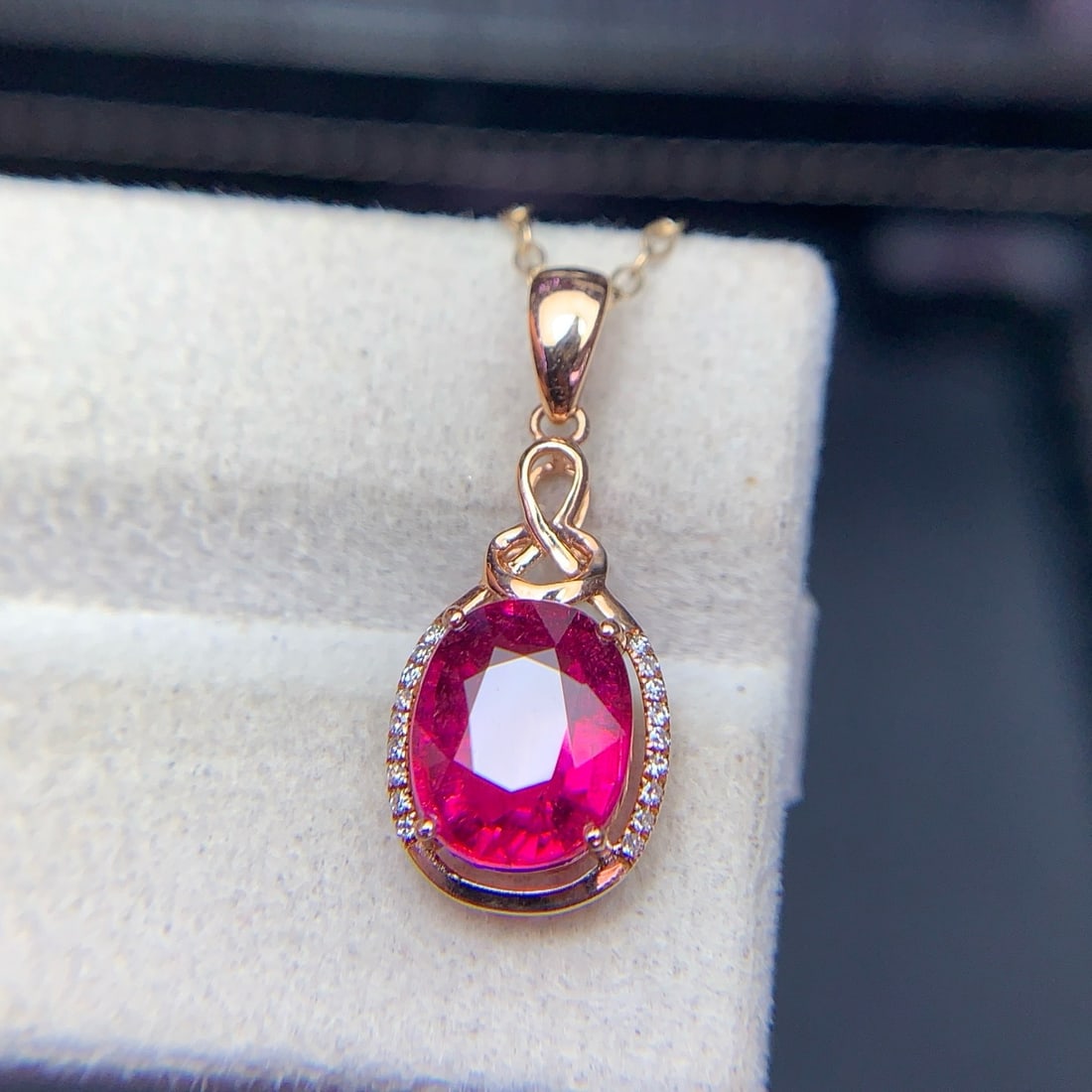 14k Gold 2.4 Ct Natural Tourmaline & Diamond Pendant( Without Chain ) - 6