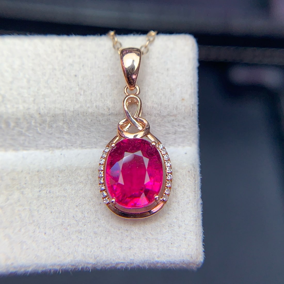 14k Gold 2.4 Ct Natural Tourmaline & Diamond Pendant( Without Chain ) - 7
