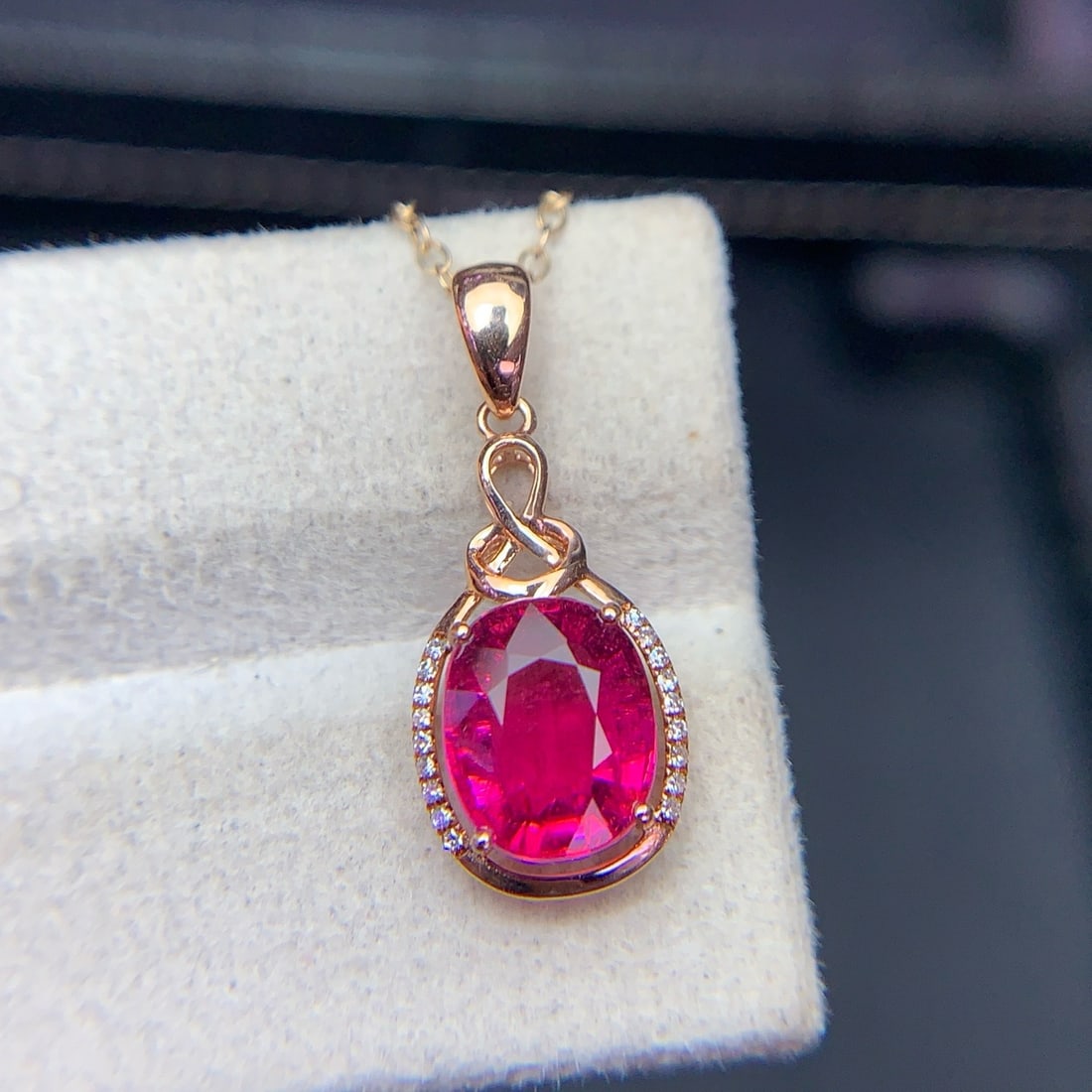 14k Gold 2.4 Ct Natural Tourmaline & Diamond Pendant( Without Chain ) - 8
