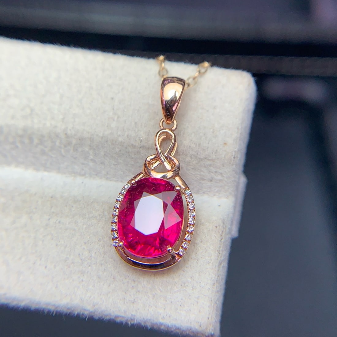 14k Gold 2.4 Ct Natural Tourmaline & Diamond Pendant( Without Chain ) - 9
