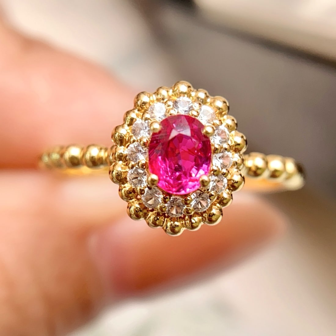 14k Gold 0.55 Ct Natural Ruby & Sapphire Ring - 2