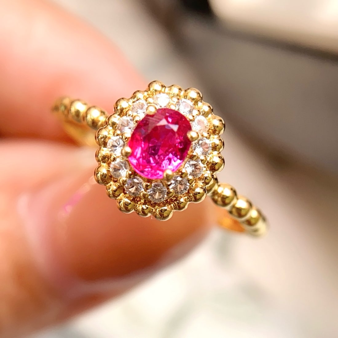 14k Gold 0.55 Ct Natural Ruby & Sapphire Ring - 3