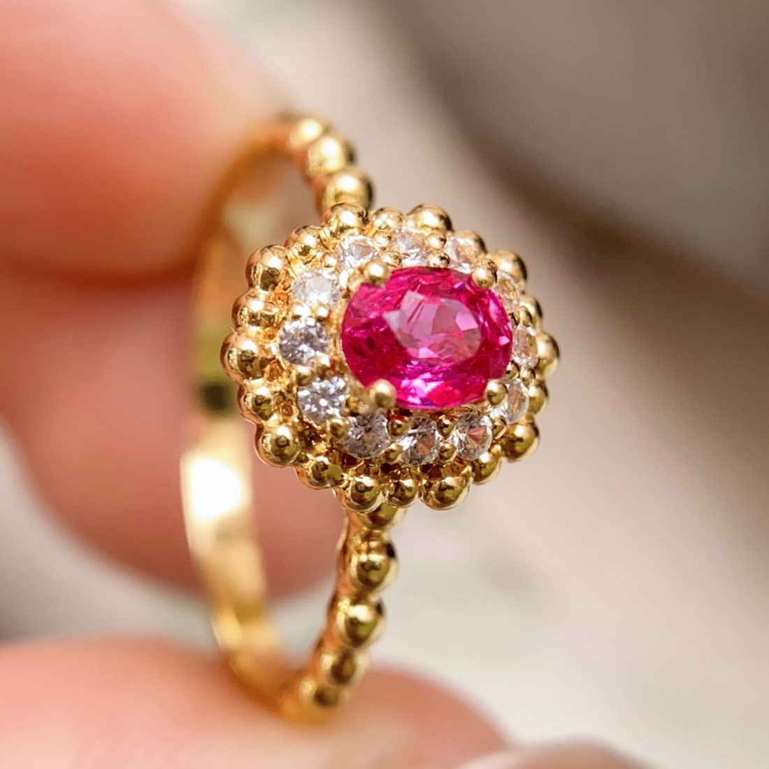 14k Gold 0.55 Ct Natural Ruby & Sapphire Ring - 4