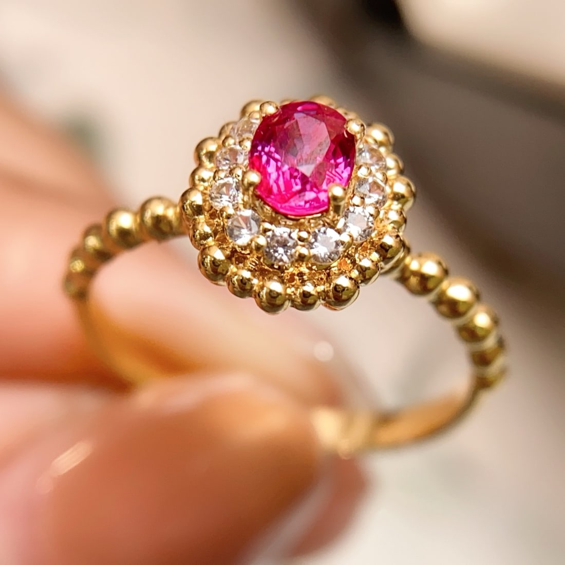 14k Gold 0.55 Ct Natural Ruby & Sapphire Ring - 5