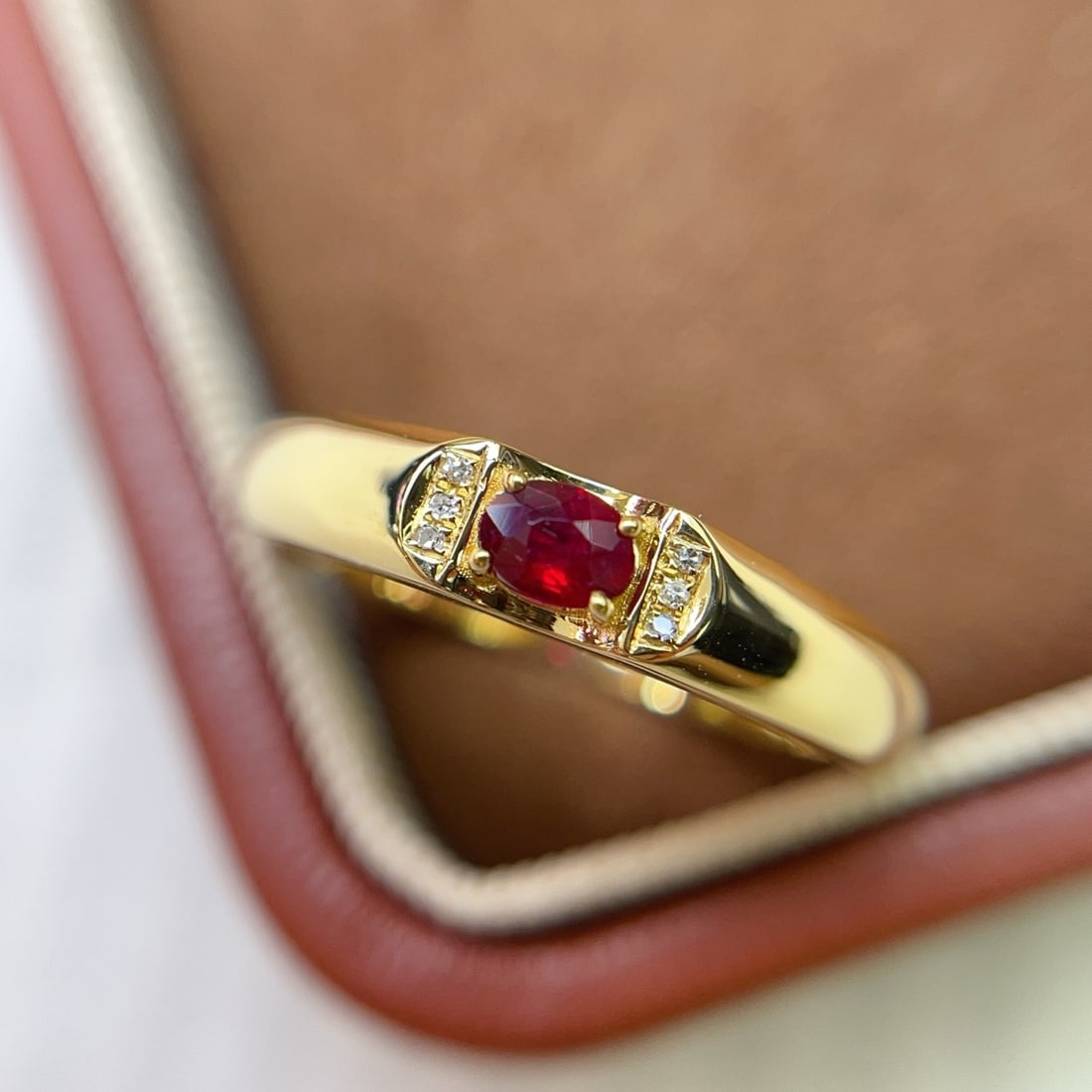 14k Gold 0.35 Ct Natural Ruby & Diamond Ring - 2