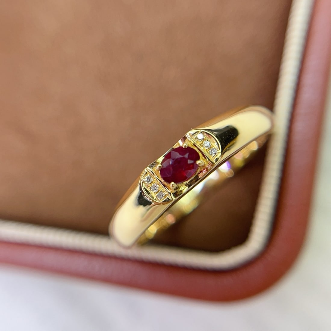 14k Gold 0.35 Ct Natural Ruby & Diamond Ring - 3