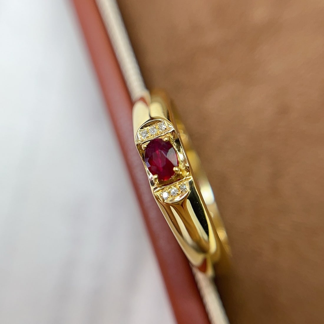 14k Gold 0.35 Ct Natural Ruby & Diamond Ring - 4