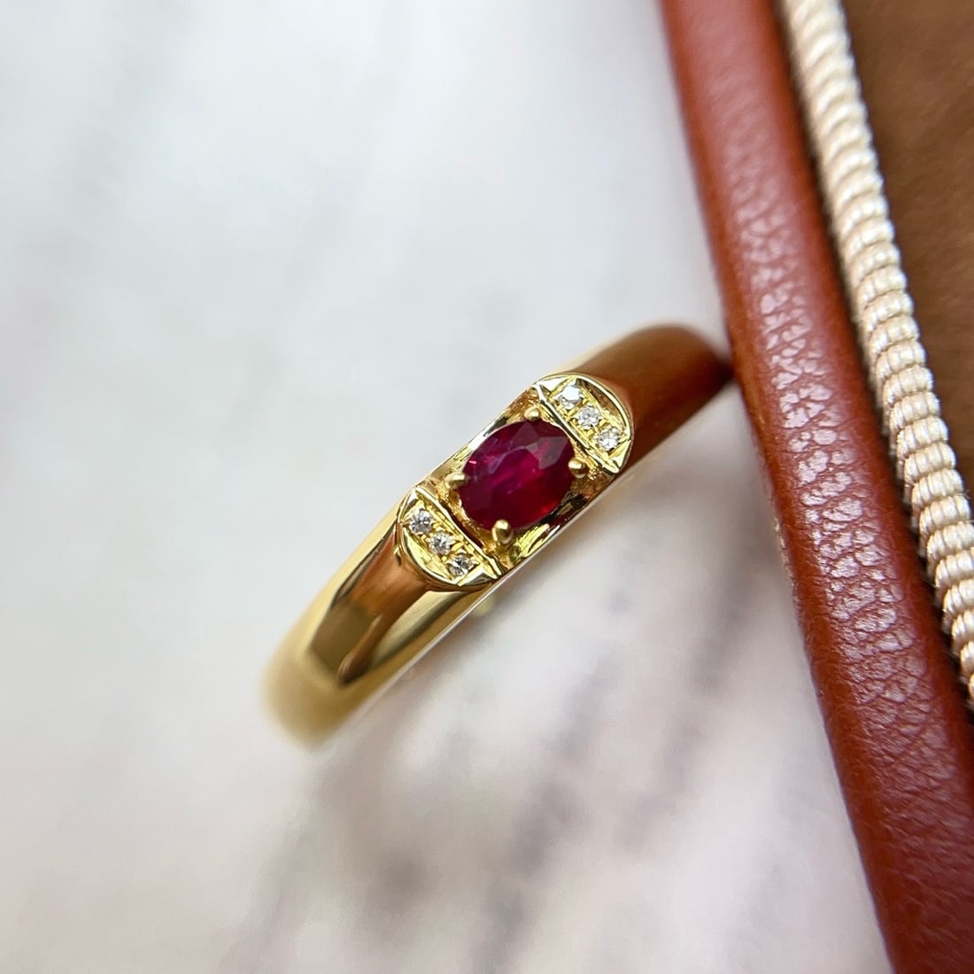 14k Gold 0.35 Ct Natural Ruby & Diamond Ring - 5