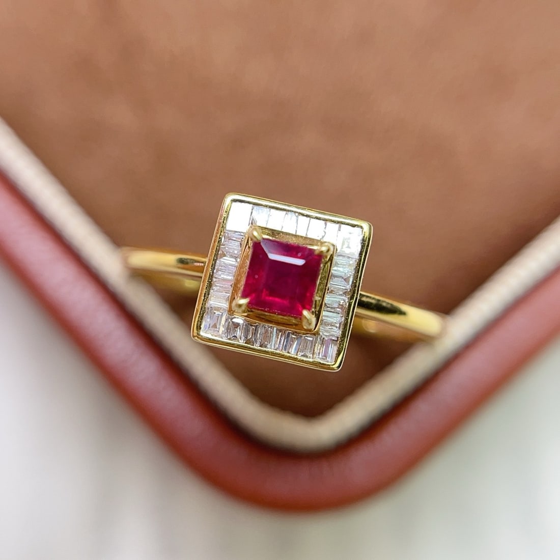 14k Gold 0.53 Ct Natural Ruby & Diamond Ring - 2