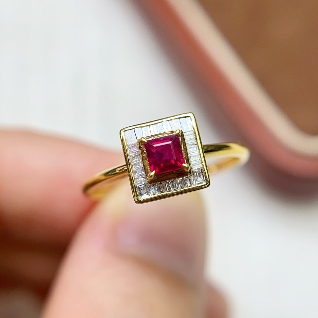 14k Gold 0.53 Ct Natural Ruby & Diamond Ring - 5