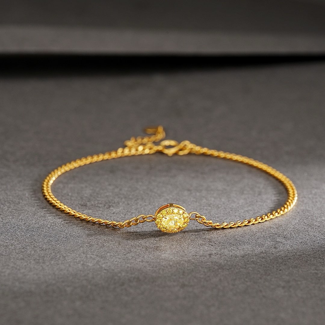 14k Gold 0.29 Ctw Natural Yellow Diamond & Yellow Diamond Bracelet: Ref:231178277 // gold content:14k gold // main gemstone:yellow diamond // shape:oval // carat weight:0. 22ct // color:yellow // treatment:natural // // adjacent gemstone 2 : yellow diamond //