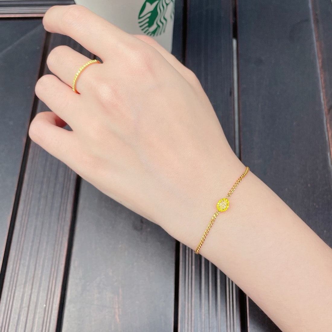 14k Gold 0.29 Ctw Natural Yellow Diamond & Yellow Diamond Bracelet - 2