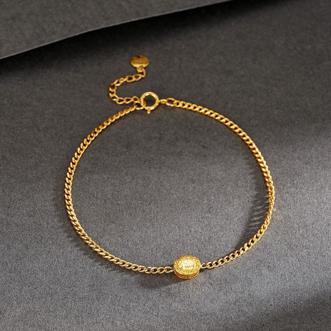 14k Gold 0.29 Ctw Natural Yellow Diamond & Yellow Diamond Bracelet - 3