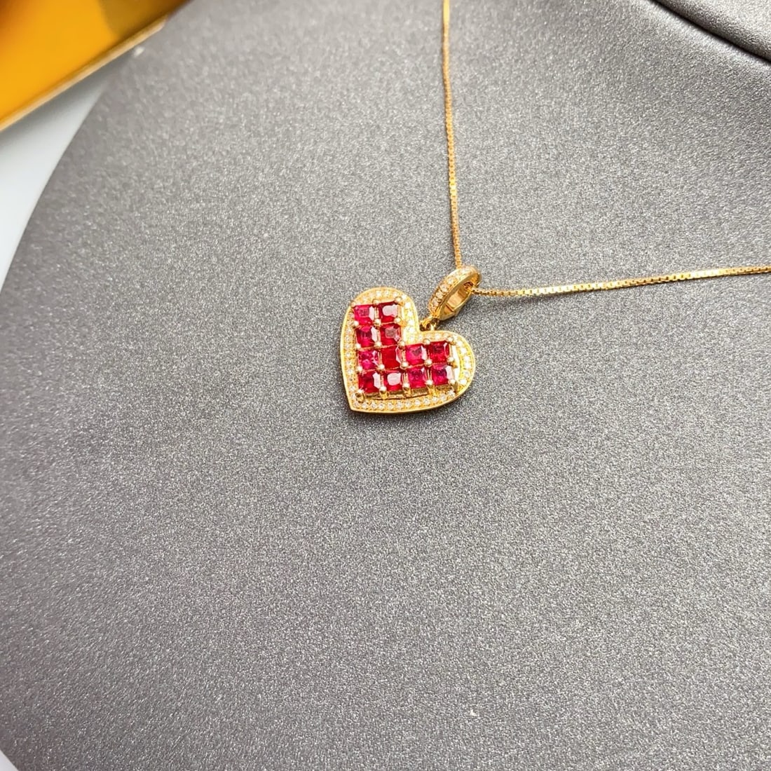14k Gold 1.20 Ct Natural Ruby & Diamond Pendant( Without Chain ) - 2