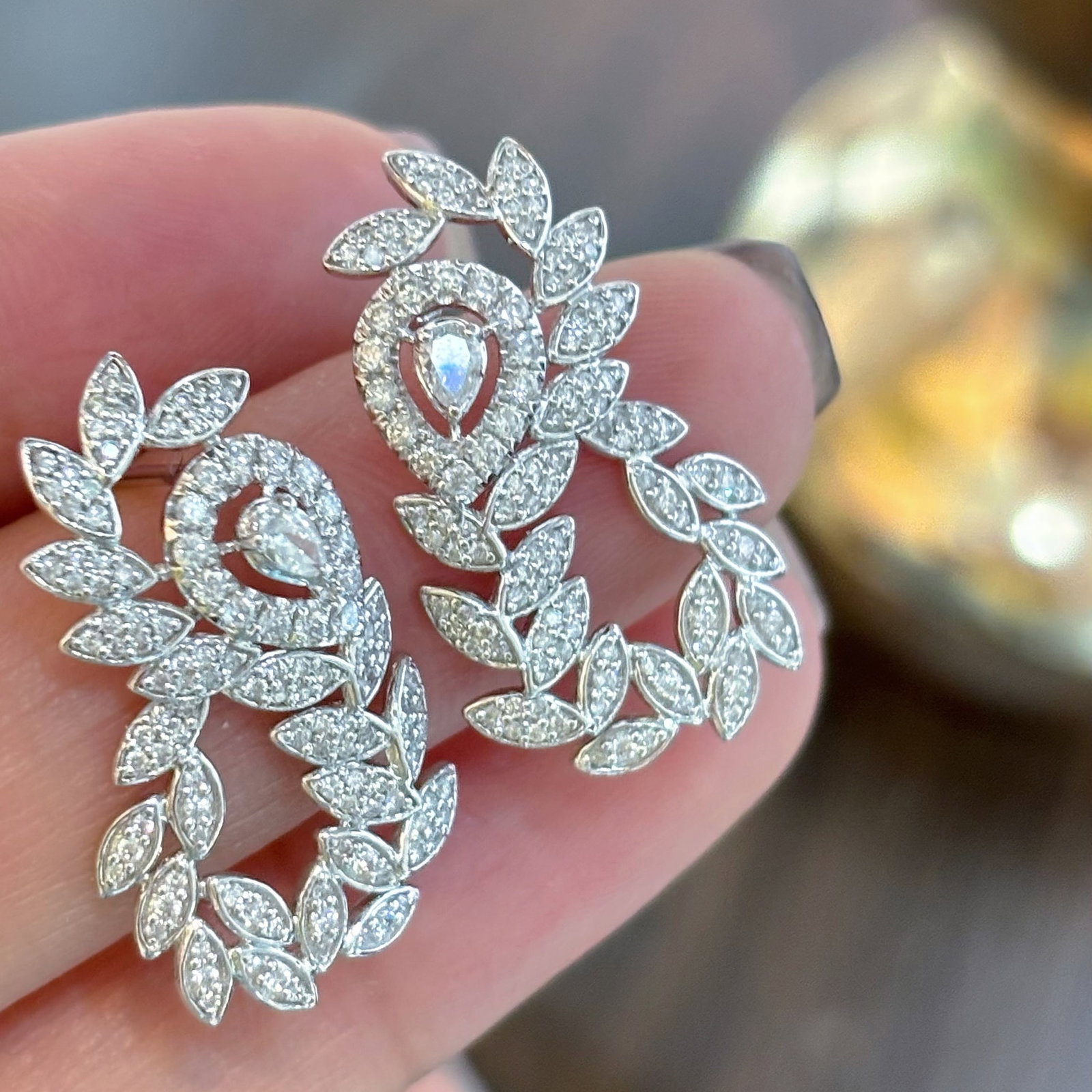 14k Gold 1.5 Ct Natural H Diamond Earrings - 5