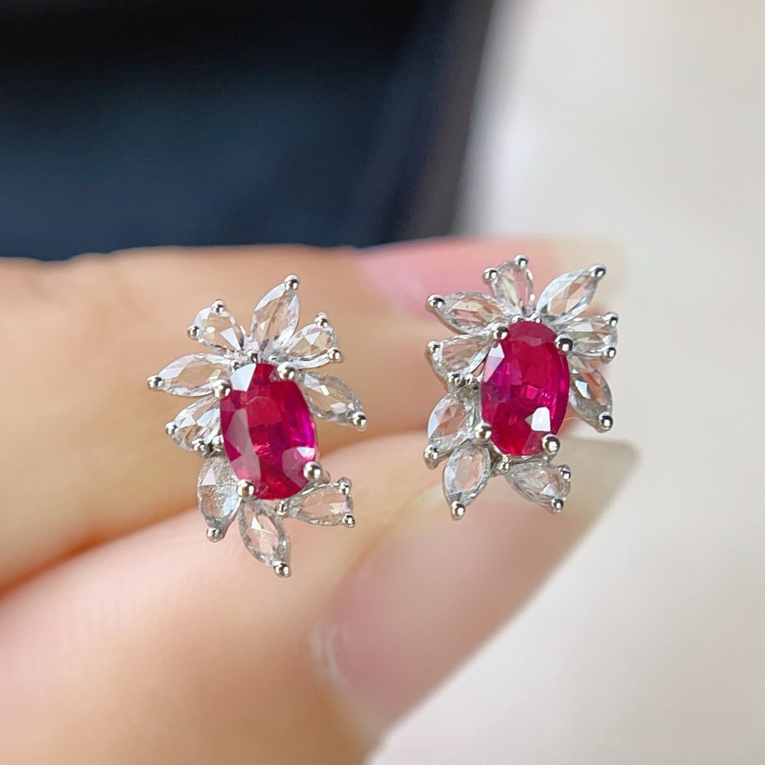 14k Gold 0.65 Ct Natural Ruby & Sapphire Earrings - 4