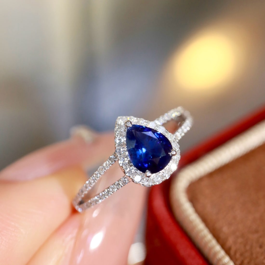 14k Gold 0.77 Ctw Natural Sapphire & Diamond Ring - 7