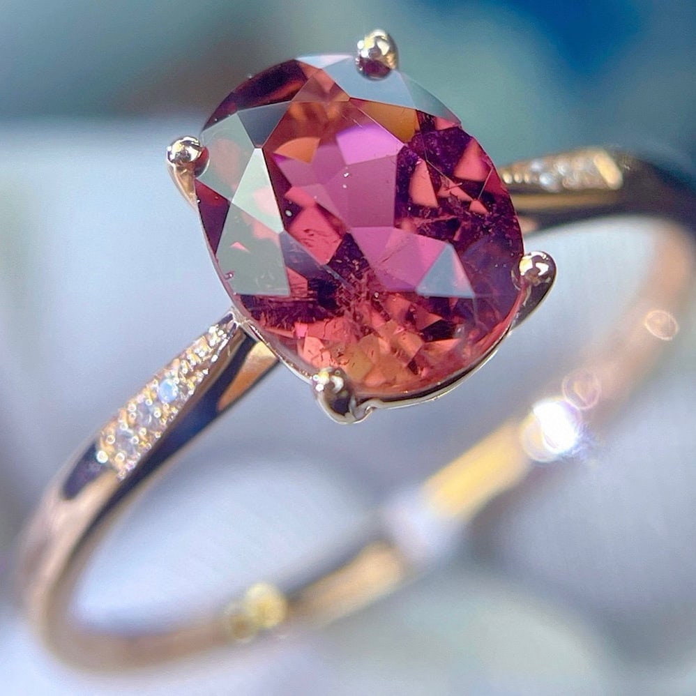 14k Gold 1.5 Ct Natural Tourmaline & Diamond Ring - 3