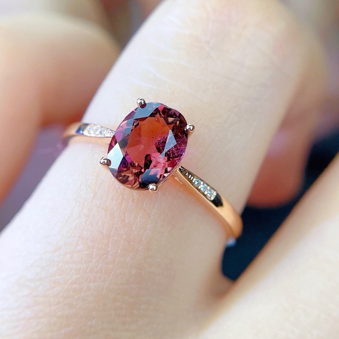 14k Gold 1.5 Ct Natural Tourmaline & Diamond Ring - 4
